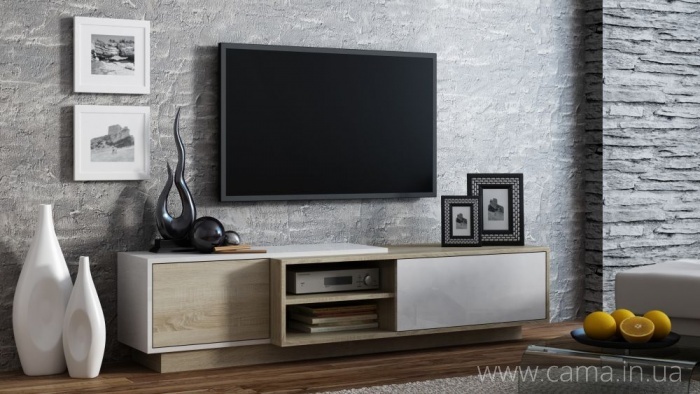 Комод ТВ Sigma 1D сонома/белый глянец Комод ТВ Sigma 1D сонома/белый глянец