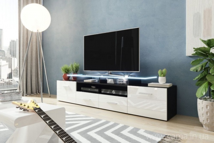 Комод Evora черный/белый глянец