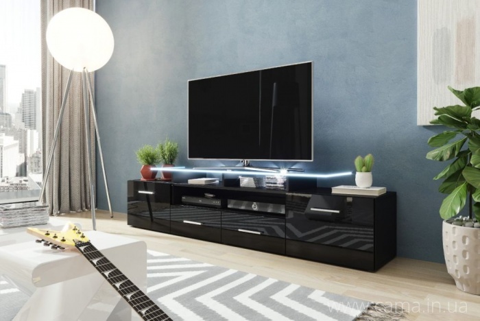 Комод Evora черный/черный глянец