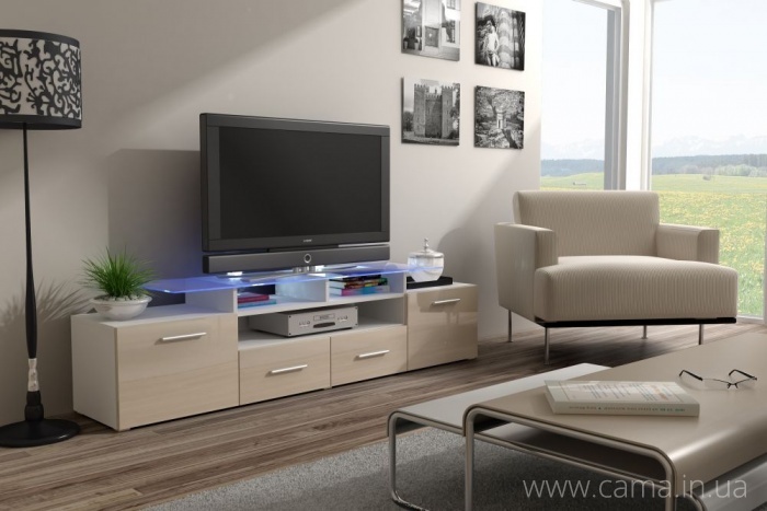 Комод Evora белый/кремовый глянец