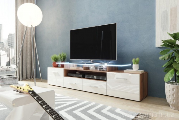 Комод Evora слива/белый глянец