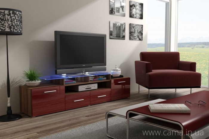 Комод Evora слива/бордо глянец