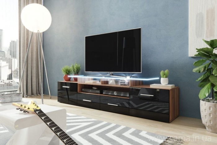 Комод Evora слива/черный глянец