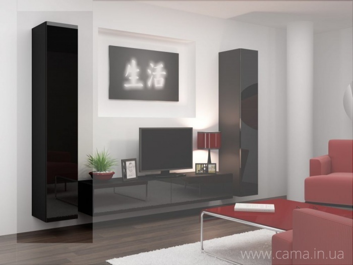 Пенал навесной Vigo 180 черный/черный глянец Пенал навесной Vigo 180 черный/черный глянец