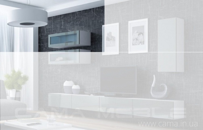 Витрина навесная Vigo 90 белый/серый глянец Витрина навесная Vigo 90 белый/серый глянец