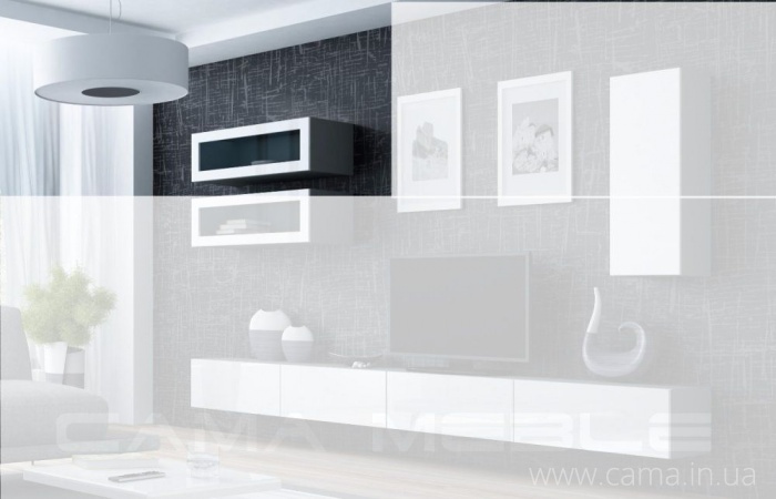 Витрина навесная Vigo 90 серый/белый глянец Витрина навесная Vigo 90 серый/белый глянец